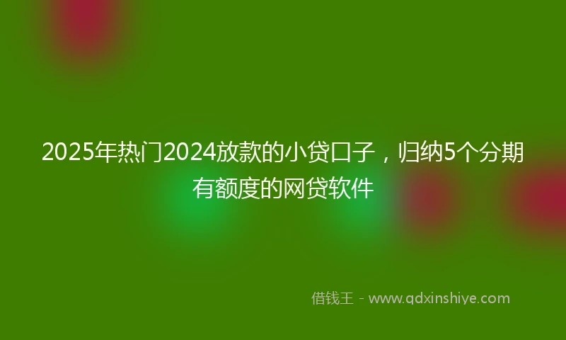 2025年热门2024放款的小贷口子，归纳5个分期有额度的网贷软件