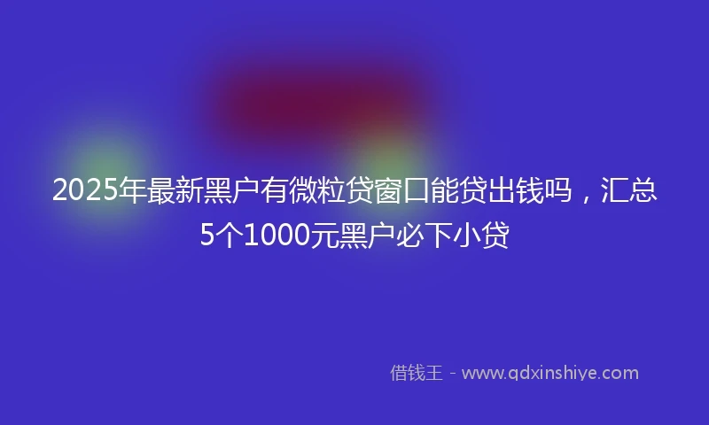2025年最新黑户有微粒贷窗口能贷出钱吗，汇总5个1000元黑户必下小贷