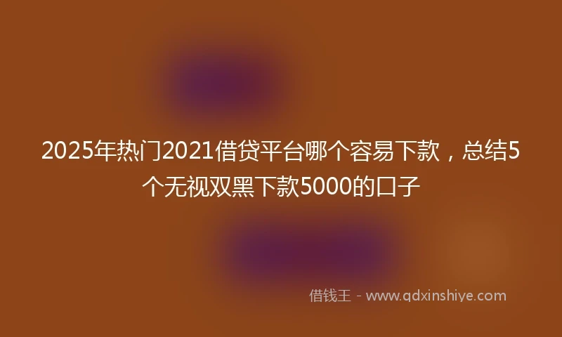 2025年热门2021借贷平台哪个容易下款，总结5个无视双黑下款5000的口子