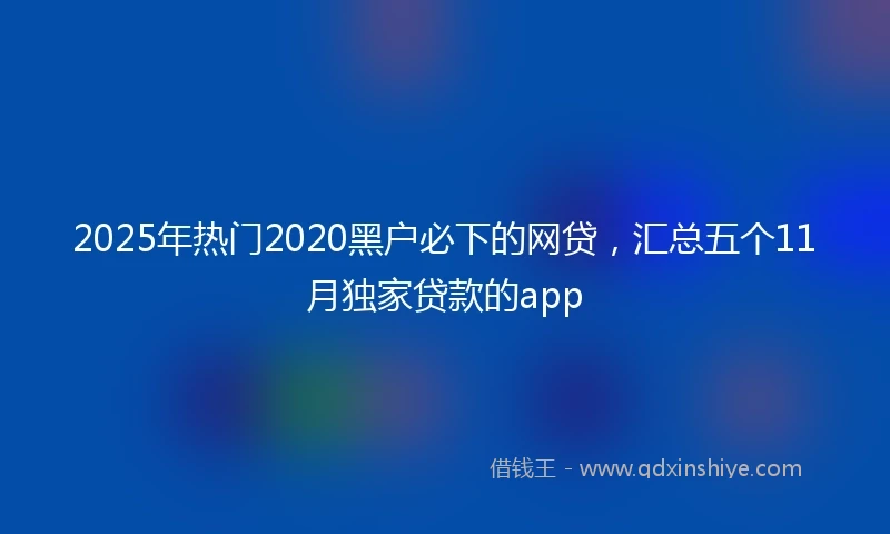 2025年热门2020黑户必下的网贷，汇总五个11月独家贷款的app