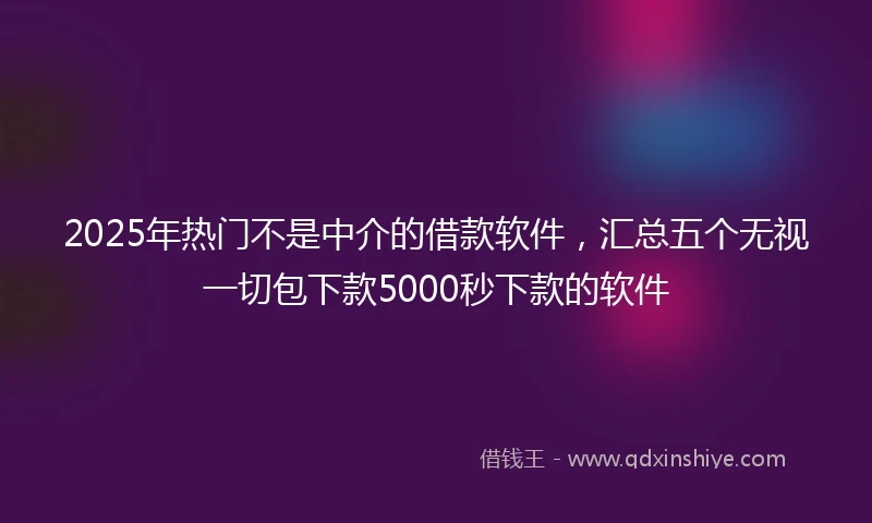 2025年热门不是中介的借款软件，汇总五个无视一切包下款5000秒下款的软件