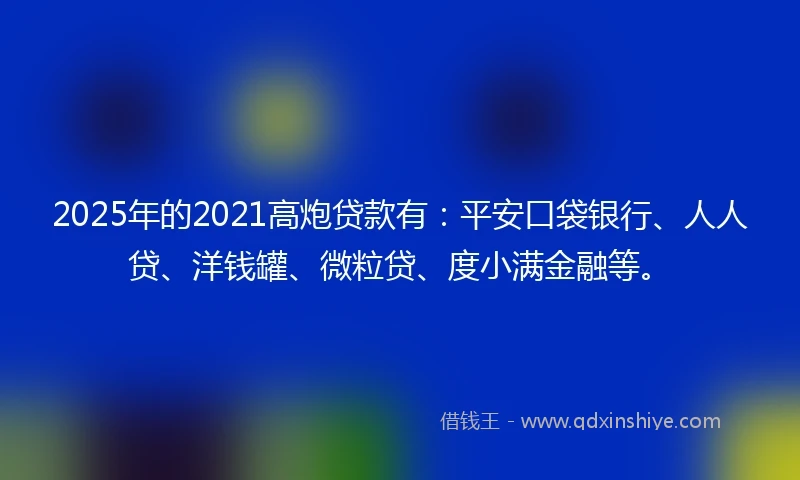 2025年的2021高炮贷款有：平安口袋银行、人人贷、洋钱罐、微粒贷、度小满金融等。