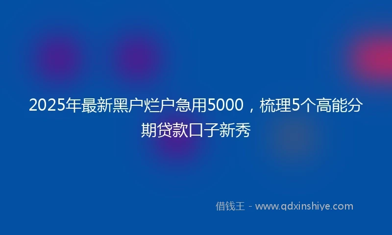 2025年最新黑户烂户急用5000，梳理5个高能分期贷款口子新秀