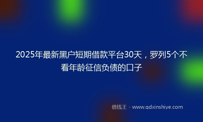 2025年最新黑户短期借款平台30天，罗列5个不看年龄征信负债的口子