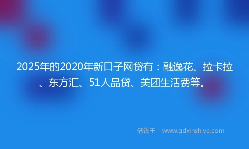 2025年的2020年新口子网贷有：融逸花、拉卡拉、东方汇、51人品贷、美团生活费等。