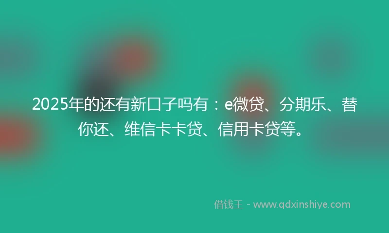 2025年的还有新口子吗有：e微贷、分期乐、替你还、维信卡卡贷、信用卡贷等。