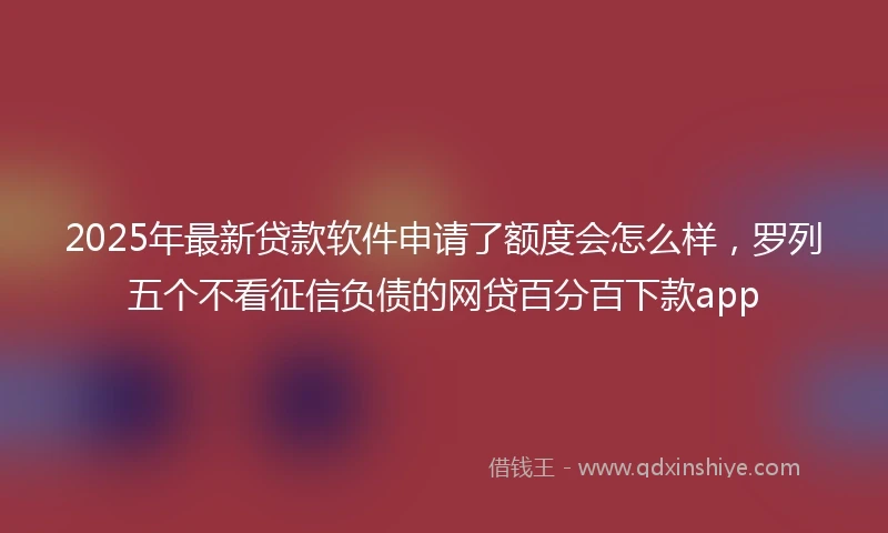 2025年最新贷款软件申请了额度会怎么样，罗列五个不看征信负债的网贷百分百下款app