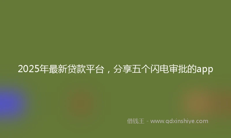 2025年最新贷款平台，分享五个闪电审批的app