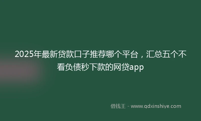 2025年最新贷款口子推荐哪个平台，汇总五个不看负债秒下款的网贷app