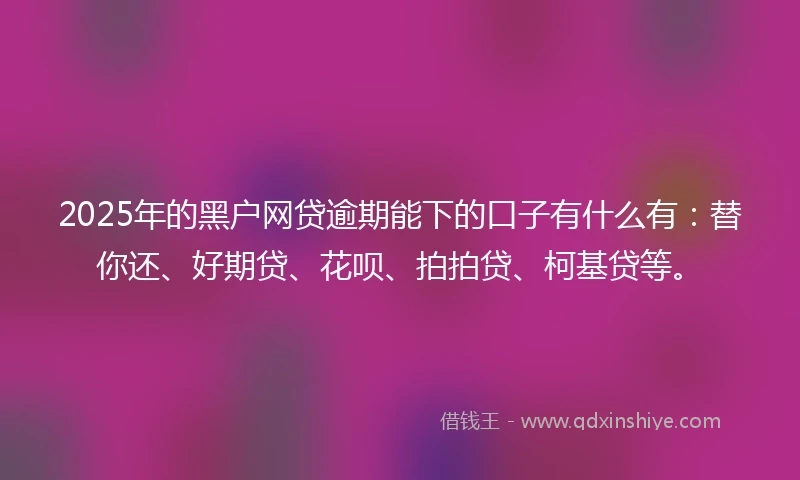 2025年的黑户网贷逾期能下的口子有什么有：替你还、好期贷、花呗、拍拍贷、柯基贷等。