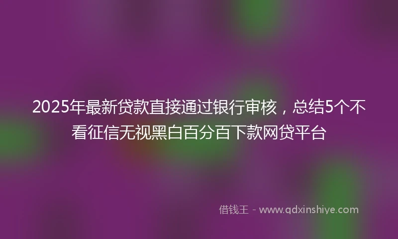 2025年最新贷款直接通过银行审核，总结5个不看征信无视黑白百分百下款网贷平台