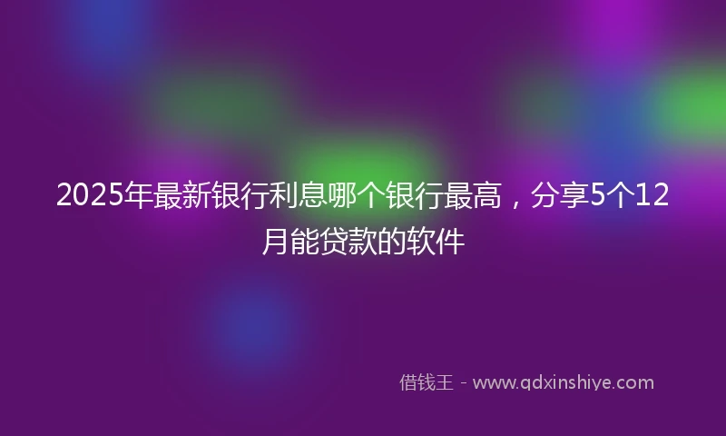 2025年最新银行利息哪个银行最高，分享5个12月能贷款的软件