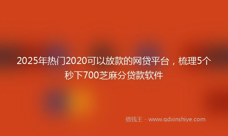 2025年热门2020可以放款的网贷平台，梳理5个秒下700芝麻分贷款软件