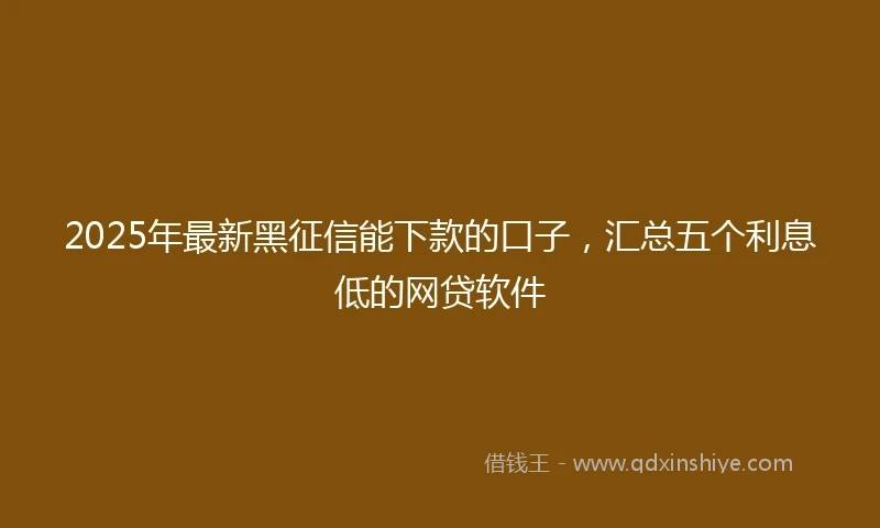 2025年最新黑征信能下款的口子，汇总五个利息低的网贷软件
