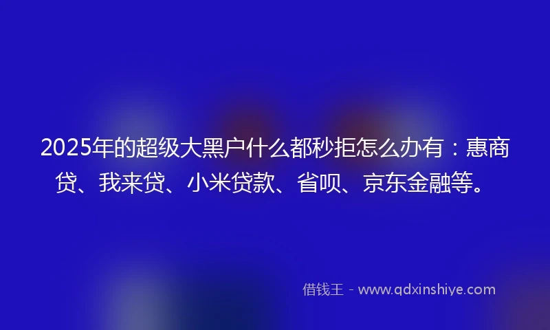 2025年的超级大黑户什么都秒拒怎么办有：惠商贷、我来贷、小米贷款、省呗、京东金融等。