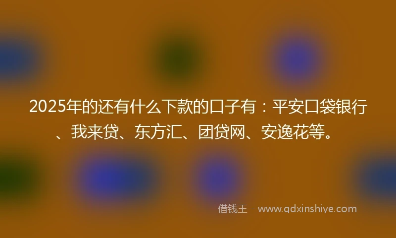 2025年的还有什么下款的口子有：平安口袋银行、我来贷、东方汇、团贷网、安逸花等。