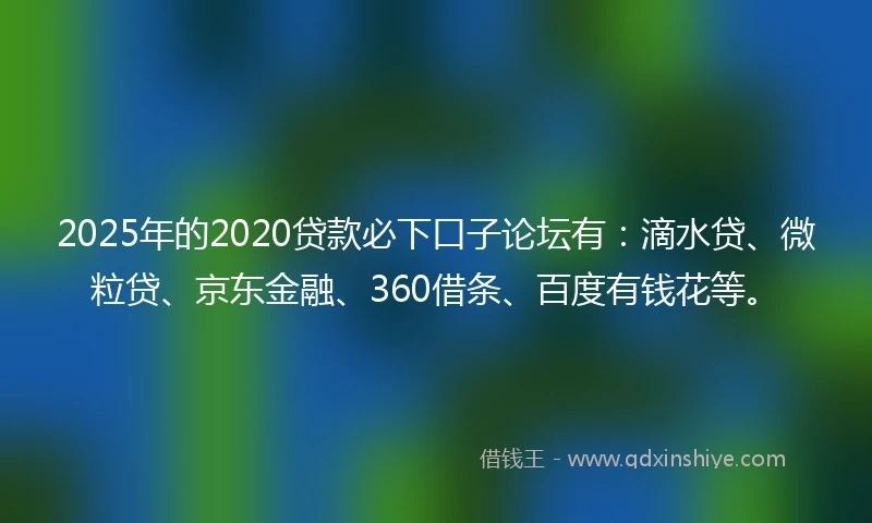 2025年的2020贷款必下口子论坛有：滴水贷、微粒贷、京东金融、360借条、百度有钱花等。