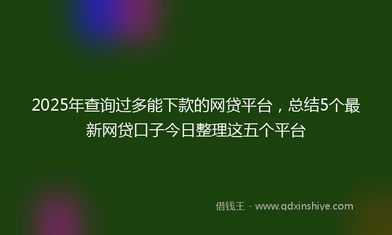 2025年查询过多能下款的网贷平台，总结5个最新网贷口子今日整理这五个平台