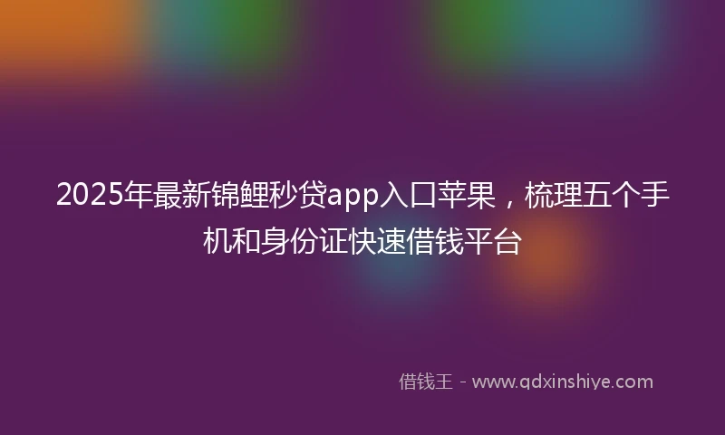 2025年最新锦鲤秒贷app入口苹果，梳理五个手机和身份证快速借钱平台