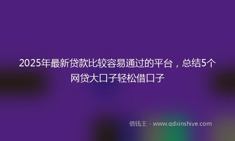 2025年最新贷款比较容易通过的平台，总结5个网贷大口子轻松借口子