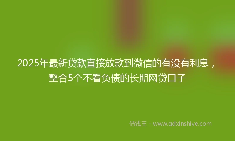2025年最新贷款直接放款到微信的有没有利息，整合5个不看负债的长期网贷口子