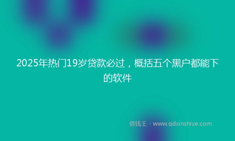 2025年热门19岁贷款必过，概括五个黑户都能下的软件
