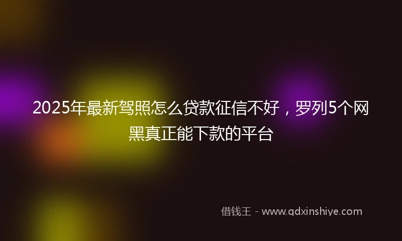 2025年最新驾照怎么贷款征信不好，罗列5个网黑真正能下款的平台