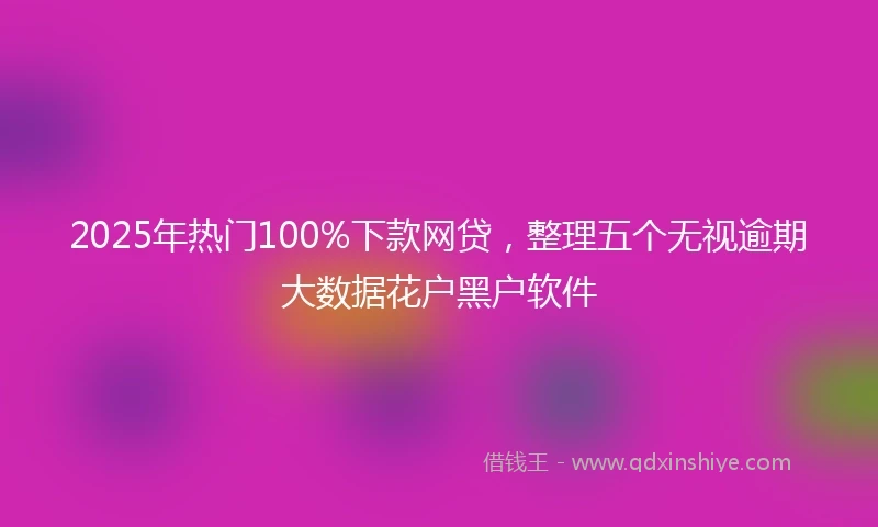 2025年热门100%下款网贷，整理五个无视逾期大数据花户黑户软件