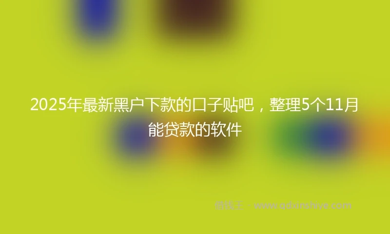 2025年最新黑户下款的口子贴吧，整理5个11月能贷款的软件