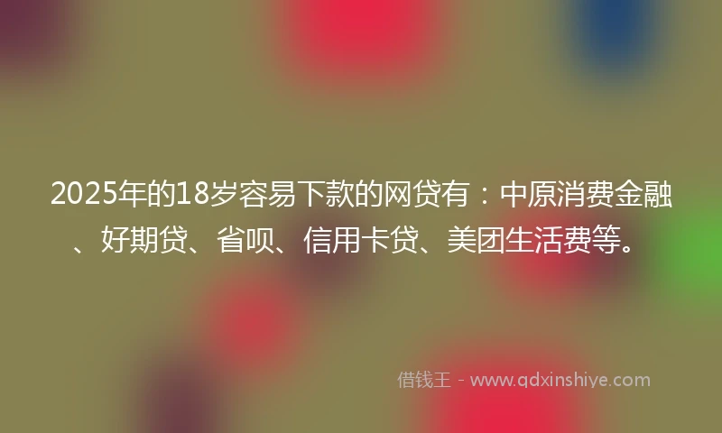 2025年的18岁容易下款的网贷有：中原消费金融、好期贷、省呗、信用卡贷、美团生活费等。