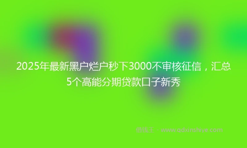 2025年最新黑户烂户秒下3000不审核征信，汇总5个高能分期贷款口子新秀