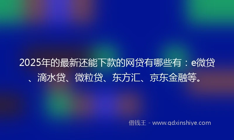 2025年的最新还能下款的网贷有哪些有：e微贷、滴水贷、微粒贷、东方汇、京东金融等。