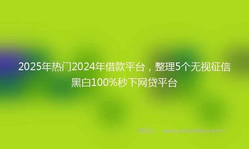 2025年热门2024年借款平台，整理5个无视征信黑白100%秒下网贷平台