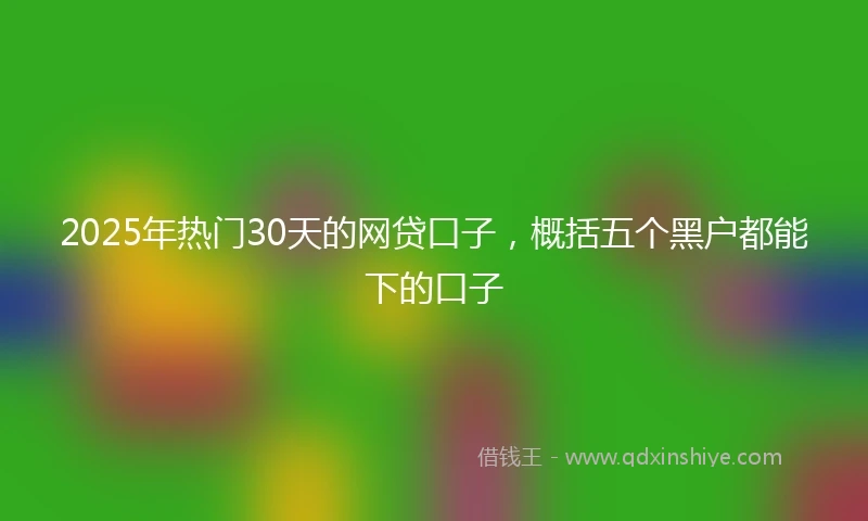 2025年热门30天的网贷口子，概括五个黑户都能下的口子