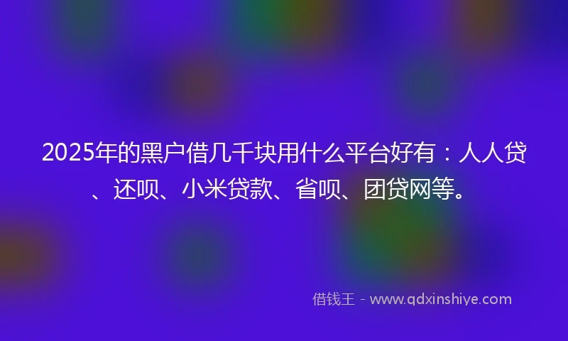 2025年的黑户借几千块用什么平台好有：人人贷、还呗、小米贷款、省呗、团贷网等。