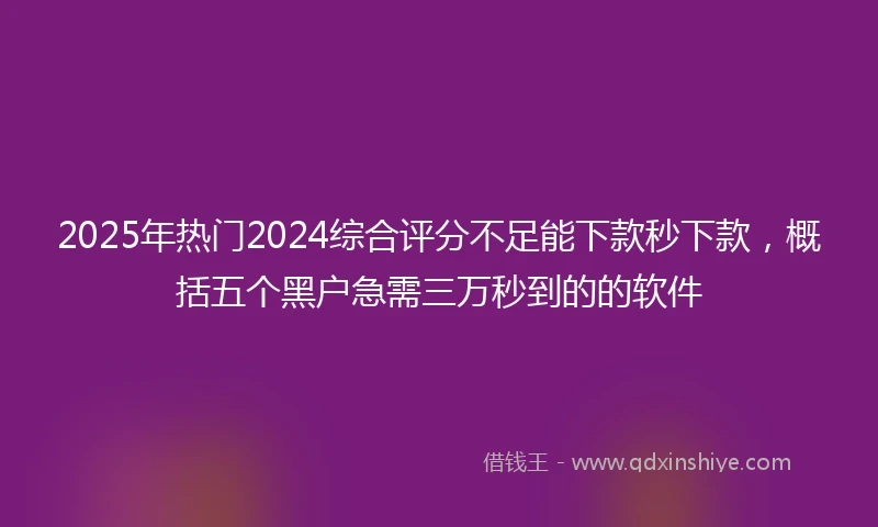 2025年热门2024综合评分不足能下款秒下款，概括五个黑户急需三万秒到的的软件
