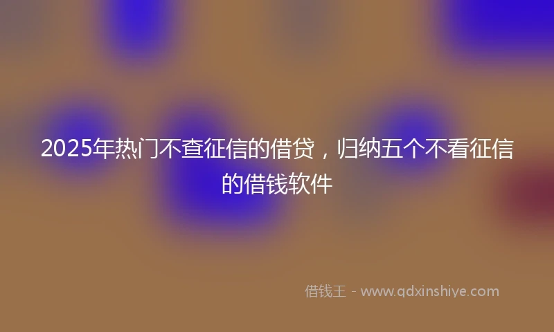 2025年热门不查征信的借贷，归纳五个不看征信的借钱软件