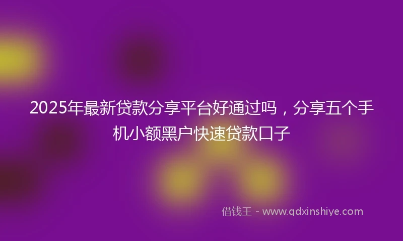 2025年最新贷款分享平台好通过吗，分享五个手机小额黑户快速贷款口子