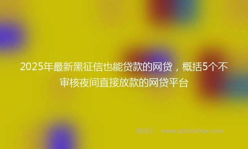 2025年最新黑征信也能贷款的网贷，概括5个不审核夜间直接放款的网贷平台