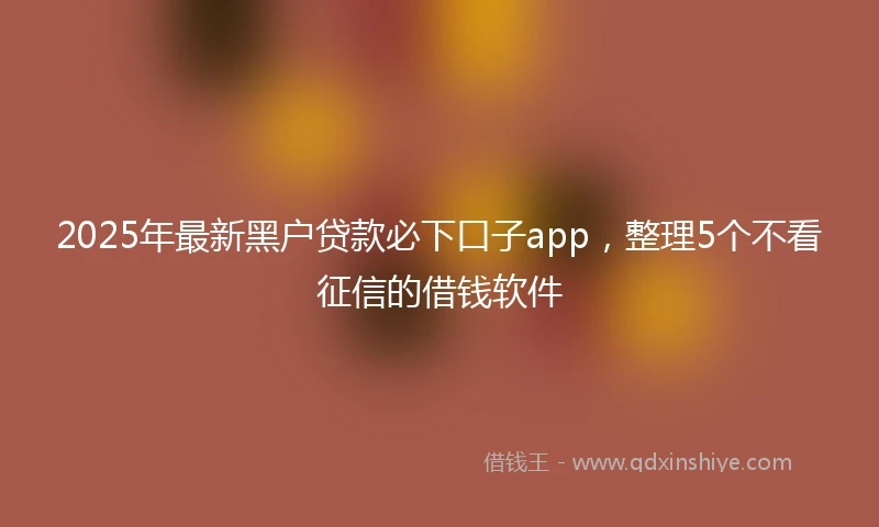 2025年最新黑户贷款必下口子app，整理5个不看征信的借钱软件