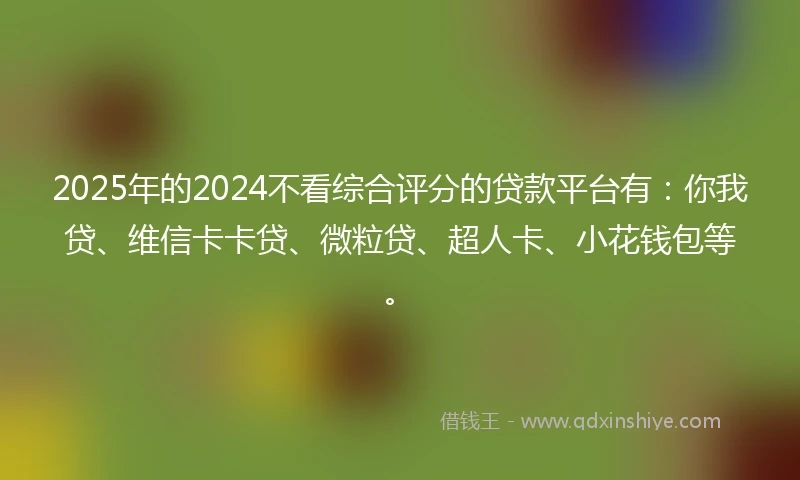 2025年的2024不看综合评分的贷款平台有：你我贷、维信卡卡贷、微粒贷、超人卡、小花钱包等。