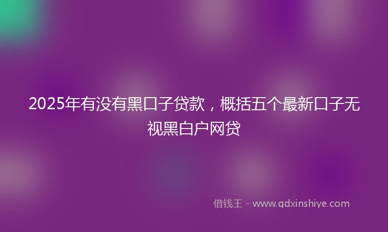 2025年有没有黑口子贷款，概括五个最新口子无视黑白户网贷