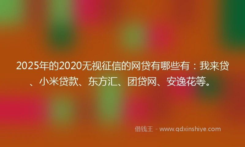 2025年的2020无视征信的网贷有哪些有：我来贷、小米贷款、东方汇、团贷网、安逸花等。