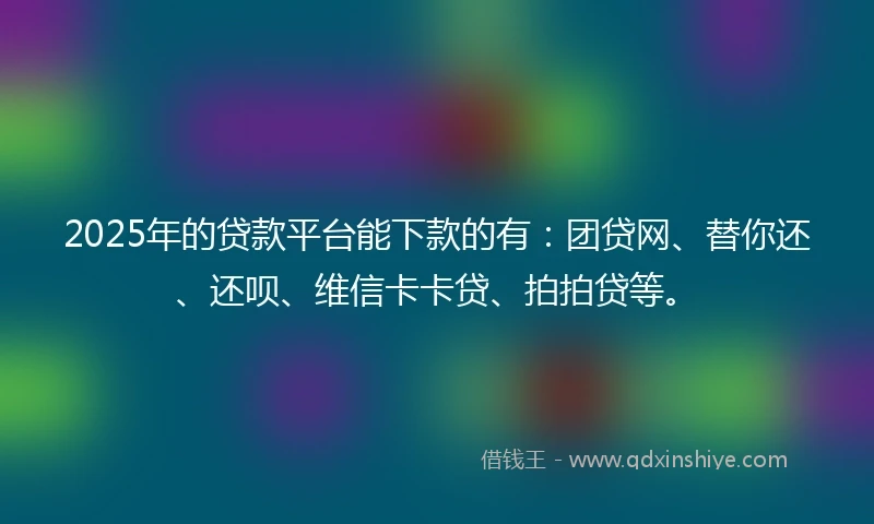 2025年的贷款平台能下款的有：团贷网、替你还、还呗、维信卡卡贷、拍拍贷等。