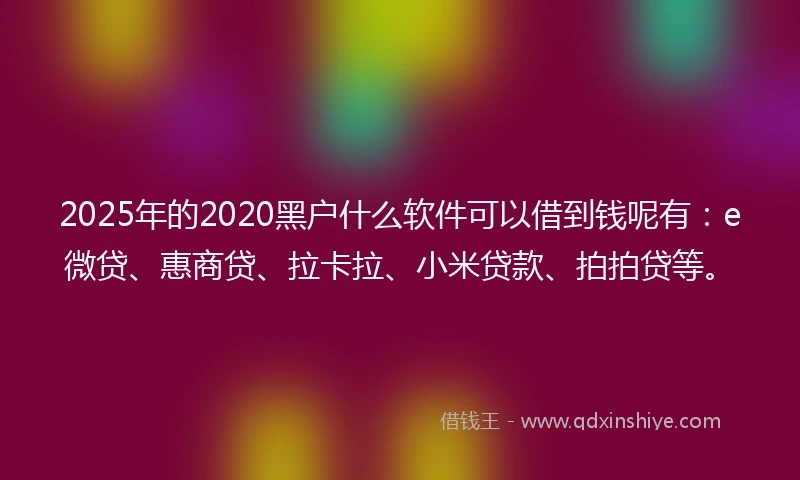 2025年的2020黑户什么软件可以借到钱呢有：e微贷、惠商贷、拉卡拉、小米贷款、拍拍贷等。