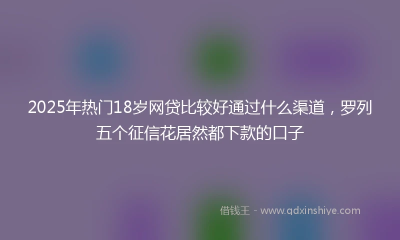 2025年热门18岁网贷比较好通过什么渠道，罗列五个征信花居然都下款的口子