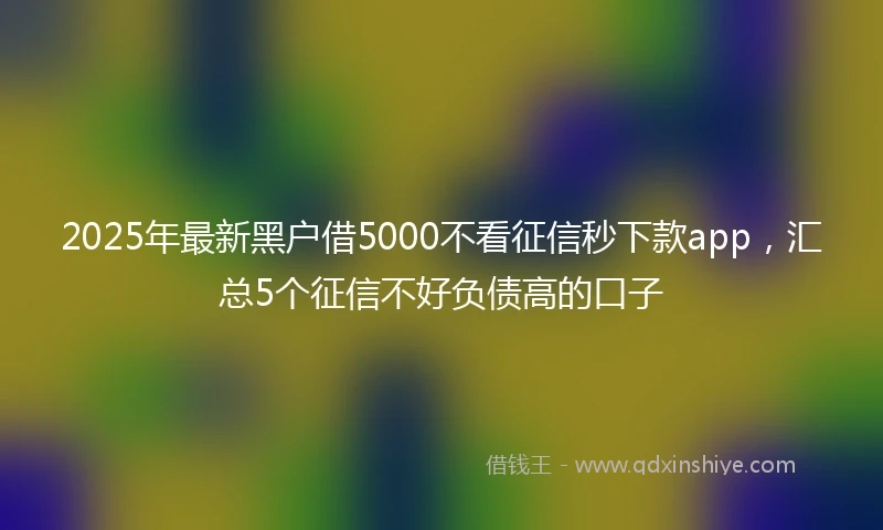 2025年最新黑户借5000不看征信秒下款app，汇总5个征信不好负债高的口子