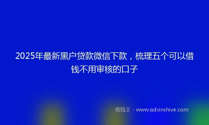 2025年最新黑户贷款微信下款，梳理五个可以借钱不用审核的口子