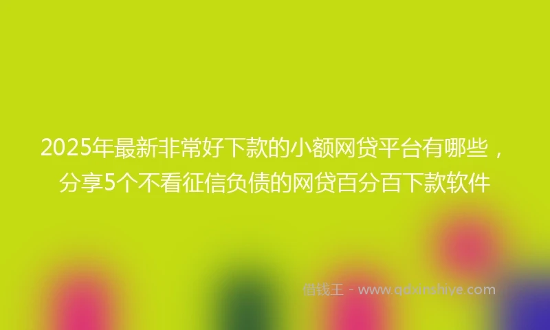 2025年最新非常好下款的小额网贷平台有哪些，分享5个不看征信负债的网贷百分百下款软件