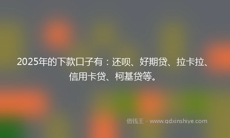 2025年的下款口子有：还呗、好期贷、拉卡拉、信用卡贷、柯基贷等。